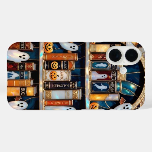 Halloween Bookshelf Phone Case Ghost Pumpkin Boo Case-Mate iPhoneケース (裏面 (横))