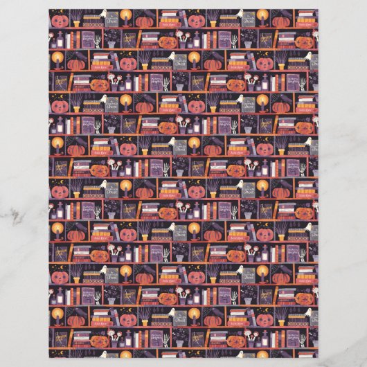 Halloween Bookshelf Scrapbook Paper (裏面)