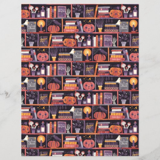 Halloween Bookshelf Scrapbook Paper (正面)