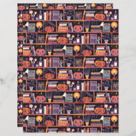 Halloween Bookshelf Scrapbook Paper