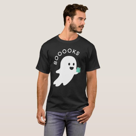 Halloween Booooks Ghost Reading Boo Read Books Lib Tシャツ (正面フル)