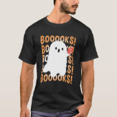 Halloween Booooks Ghost Reading Boo Read Books Lib Tシャツ (正面)