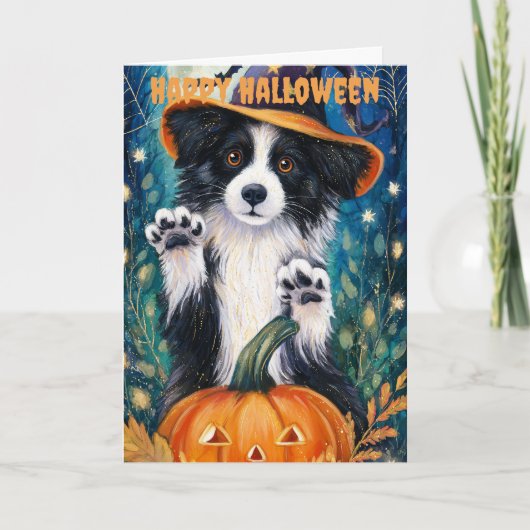 Halloween Border Collie Dog シーズンカード (正面)