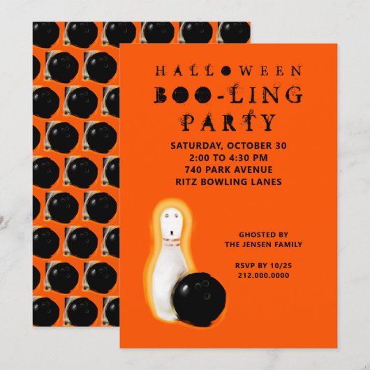 Halloween Bowling Party Invitations 招待状 (正面/裏面)