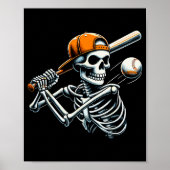 Halloween Boys Batting Skeleton Baseball  ポスター (正面)