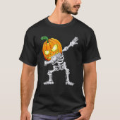 Halloween Boys Dabbing Skeleton Scary Pumpkin Jack Tシャツ (正面)