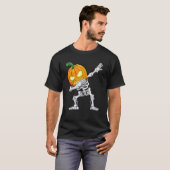 Halloween Boys Dabbing Skeleton Scary Pumpkin Jack Tシャツ (正面フル)