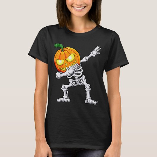 Halloween Boys Dabbing Skeleton Y Pumpkin Jack O L Tシャツ (正面)