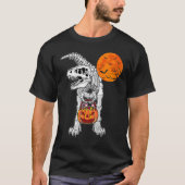 Halloween Boys Dinosaur Skeleton Rex Scary Pumpkin Tシャツ (正面)