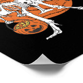 Halloween Boys Dinosaur Skeleton T Rex Scary Pumpk ポスター (角)