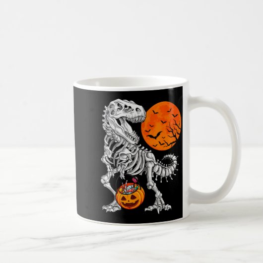 Halloween Boys Dinosaur Skeleton T Rex Y Pumpkin M コーヒーマグカップ (右)