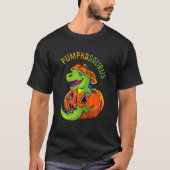 Halloween Boys Men Pumpkasaurus Dinosaur Pumpkin F Tシャツ (正面)