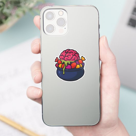 Halloween Brain Candy Bowl Horror Sticker シール (スマートフォン)