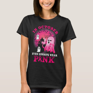 halloween breast cancer pink ghost T-Shirt Tシャツ
