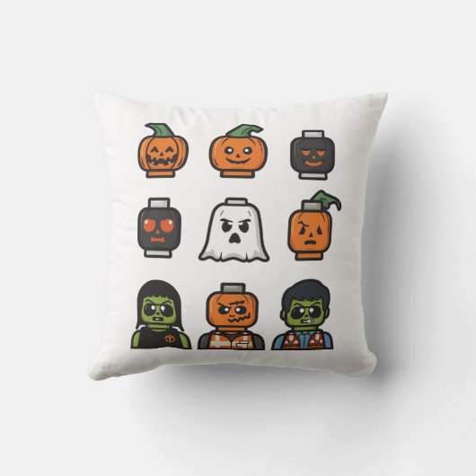 Halloween Brick Head Monster Throw Pillow クッション (裏面)