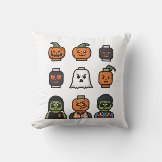 Halloween Brick Head Monster Throw Pillow クッション (正面)