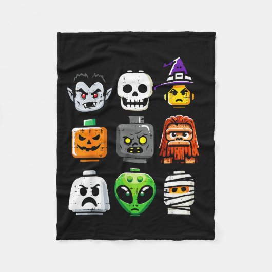 Halloween Brick Pumpkin Ghost Heads Costume Boys K フリースブランケット (正面)