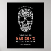 Halloween Bridal Shower Skull Welcome Sign ポスター (正面)