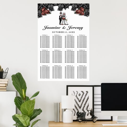 Halloween Bride Groom Poster Wedding Seating Chart ポスター (ホームオフィス)