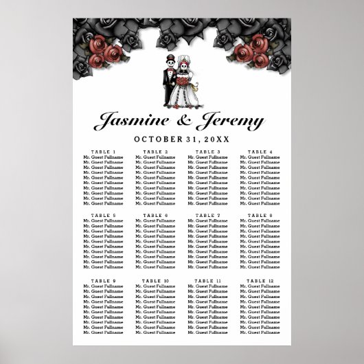 Halloween Bride Groom Poster Wedding Seating Chart ポスター (正面)