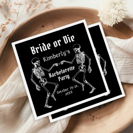 Halloween Bride or Die Skeleton Bachelorette Party スタンダードカクテルナプキン