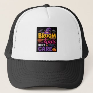 Halloween Broom Hair Don't Care Witch Quote キャップ