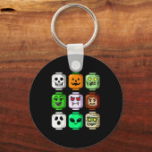 Halloween Building Brick Head Pumpkin Ghost Zombie キーホルダー (正面)