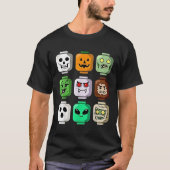 Halloween Building Brick Head Pumpkin Ghost Zombie Tシャツ (正面)