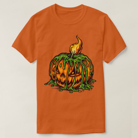 Halloween Candle Scary Jack O Lantern  Tシャツ (デザイン正面)