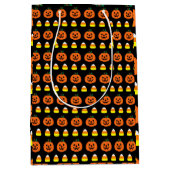 Halloween Candy Corn Gift Bag, Pumpkins and candy ミディアムペーパーバッグ (正面)
