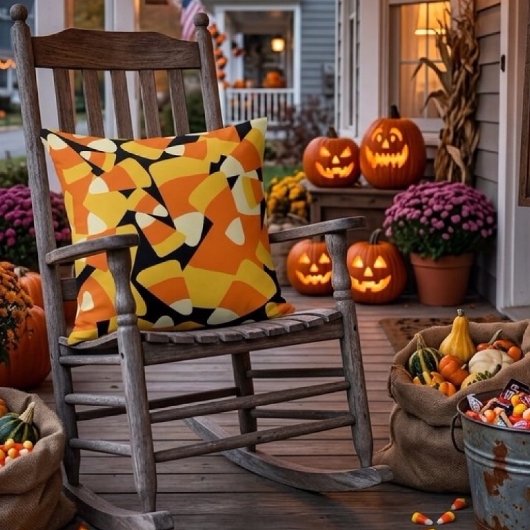 Halloween Candy Corn Seamless Pattern クッション