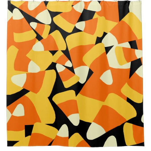 Halloween Candy Corn Seamless Pattern シャワーカーテン (正面)