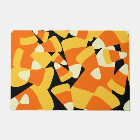 Halloween Candy Corn Seamless Pattern ドアマット (正面)