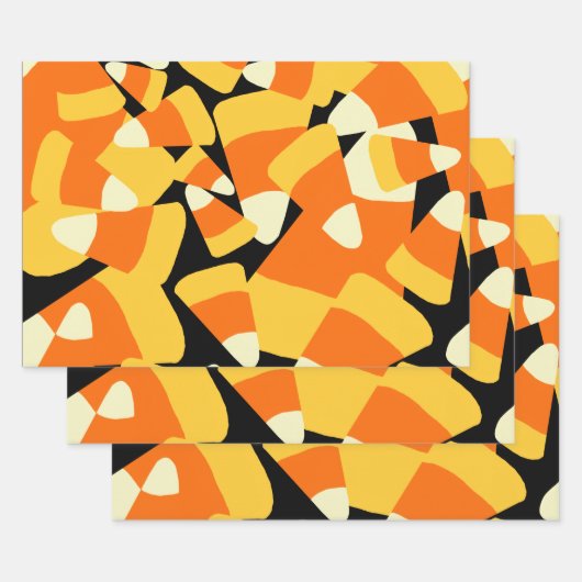 Halloween Candy Corn Seamless Pattern ラッピングペーパーシート (セット)