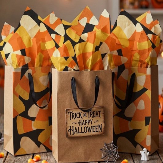 Halloween Candy Corn Seamless Pattern 薄葉紙