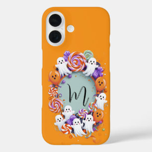 Halloween Candy Wreath with Ghosts iPhone 16ケース