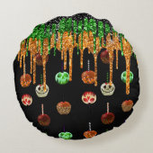 Halloween Caramel Decorated Candy Apples  ラウンドクッション (裏面)