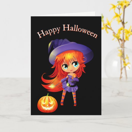 Halloween Card-Witch カード (黄色い花)