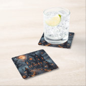 Halloween castillo embrujado スクエアペーパーコースター (インサイチュ)