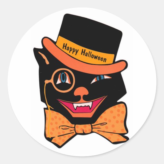 Halloween cat ラウンドシール (正面)