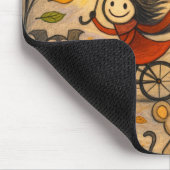 Halloween Cat & Bicycle Girl Mousepad マウスパッド (コーナー)