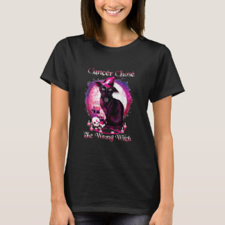 Halloween Cat Cancer Chose The Wrong Witch Breast Tシャツ