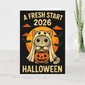 Halloween Cat Ghost Graphic - Fresh Start 2026  カード (正面)
