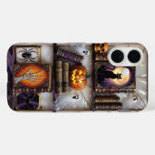 Halloween Cat Ghost Phone Case Pumpkin Bookshelf Case-Mate iPhoneケース (裏面 (横))