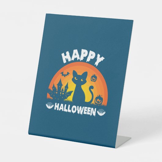 Halloween Cat Happy Halloween Birthday 台座サイン (正面)