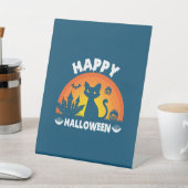 Halloween Cat Happy Halloween Birthday 台座サイン (インサイチュ)