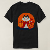 Halloween cat head dressed as a pumpkin 2 tシャツ (デザイン正面)