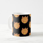 Halloween Cat Jack-o-Lantern Cartoon Pattern Art コーヒーマグカップ (正面左)