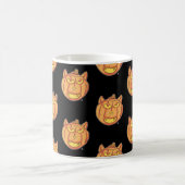 Halloween Cat Jack-o-Lantern Cartoon Pattern Art コーヒーマグカップ (中央)