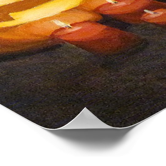 Halloween Cat Mask & Jack-o'-lantern Wall Art ポスター (角)